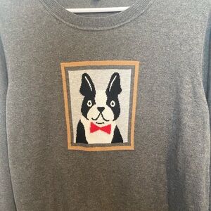 Banana Republic Gray Knit sweater French bulldog and 100% comber cotton